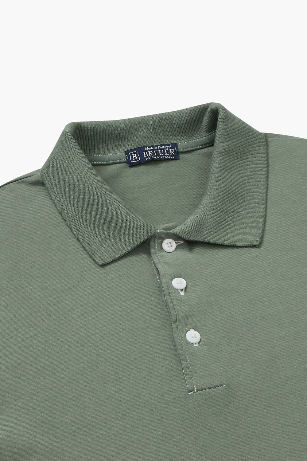 코튼 버튼 다운 502 그린 반소매 티셔츠