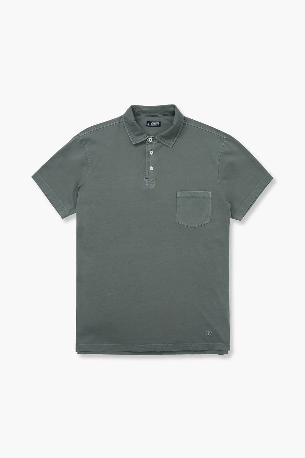 코튼 버튼 다운 포켓 501 블루그린 반소매 티셔츠