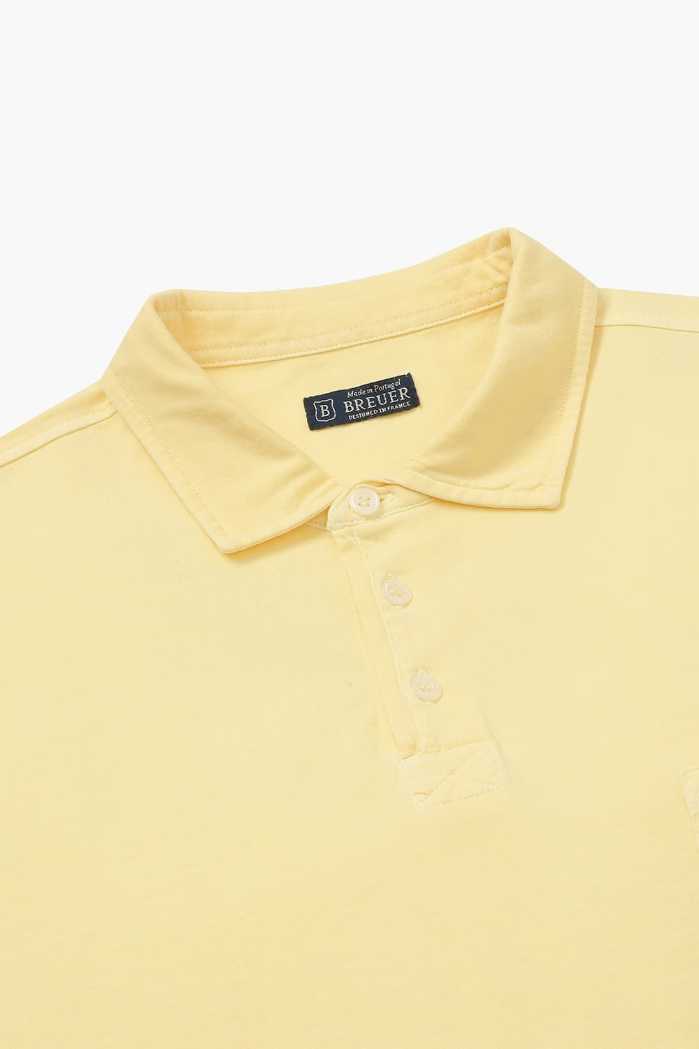 코튼 버튼 다운 포켓 501 라이트옐로우 반소매 티셔츠