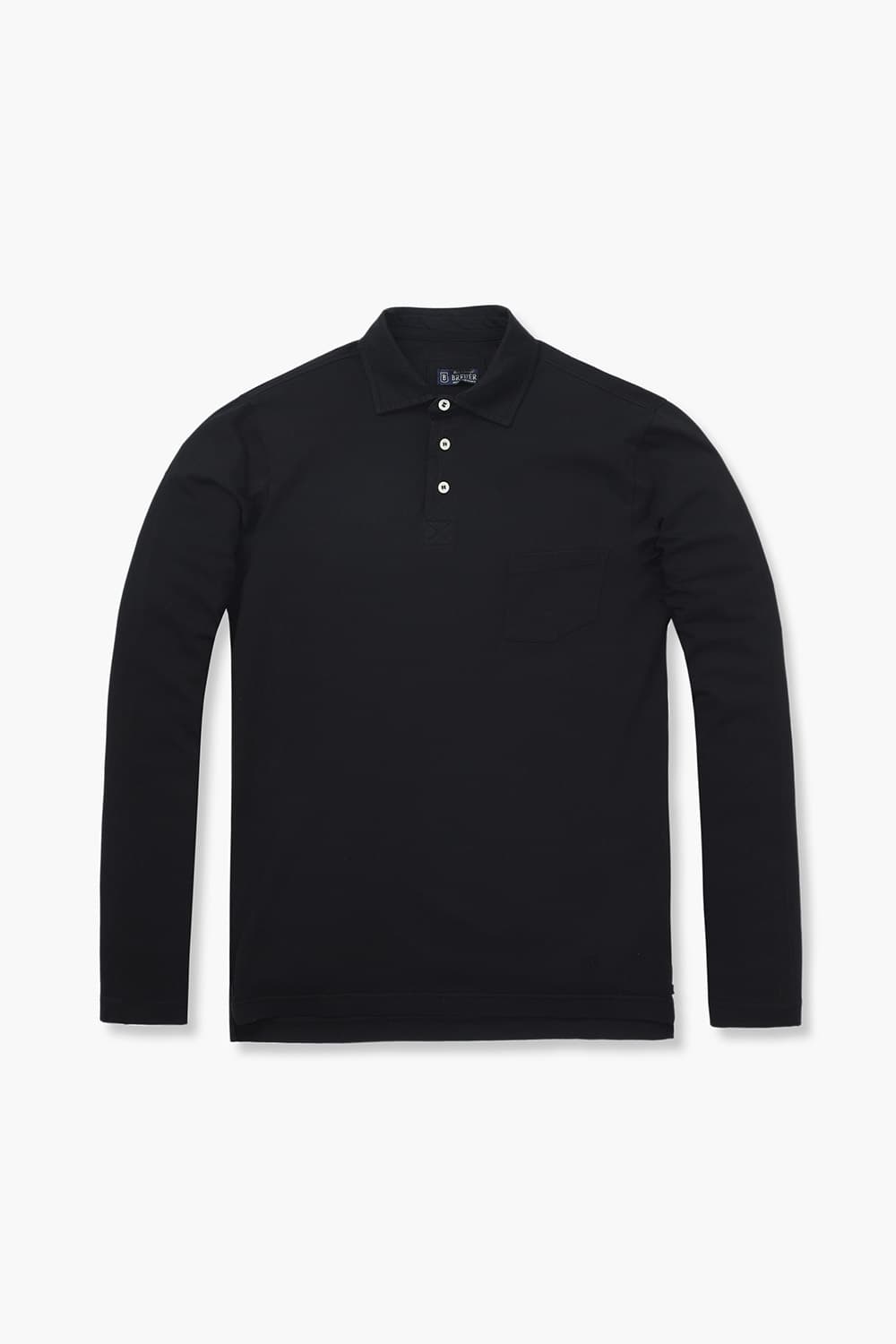 코튼 포켓 카라넥 101 블랙 긴소매 티셔츠