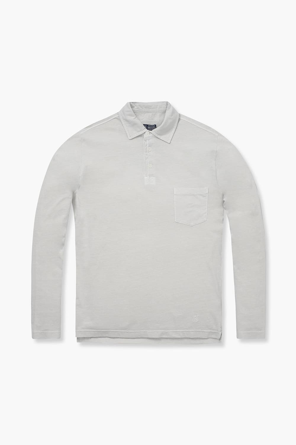 코튼 포켓 카라넥 101 라이트그레이 긴소매 티셔츠