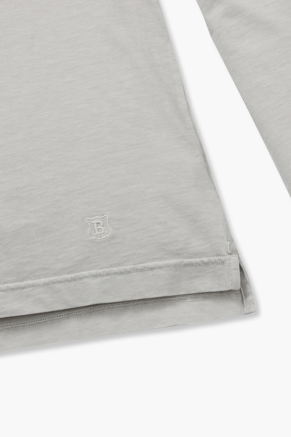 코튼 포켓 카라넥 101 라이트그레이 긴소매 티셔츠