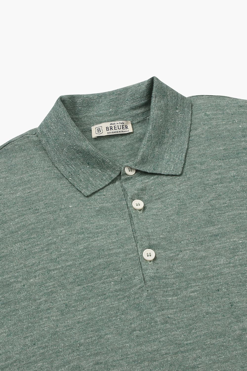 린넨 폴로 503 그린 반소매 니트