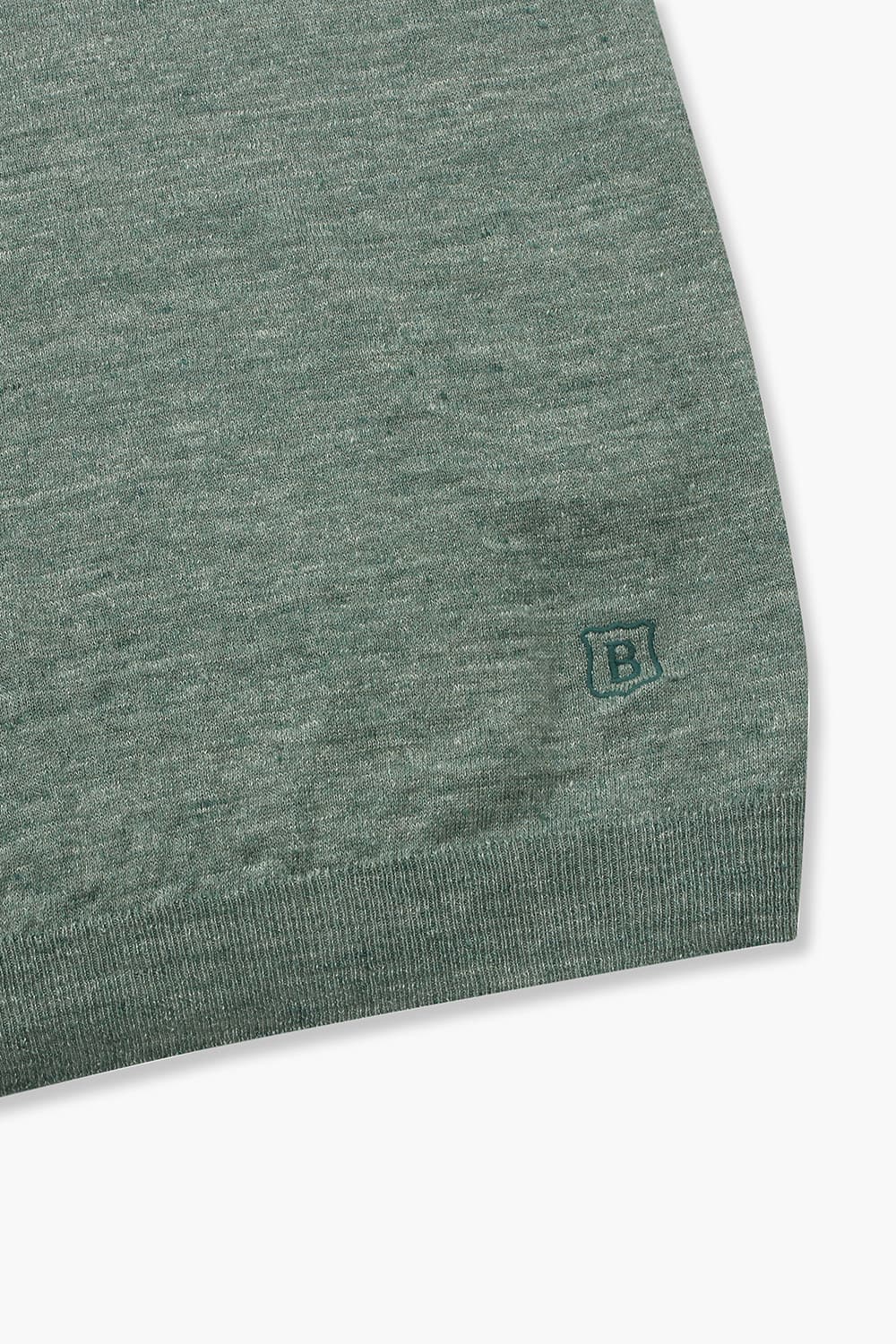 린넨 폴로 503 그린 반소매 니트