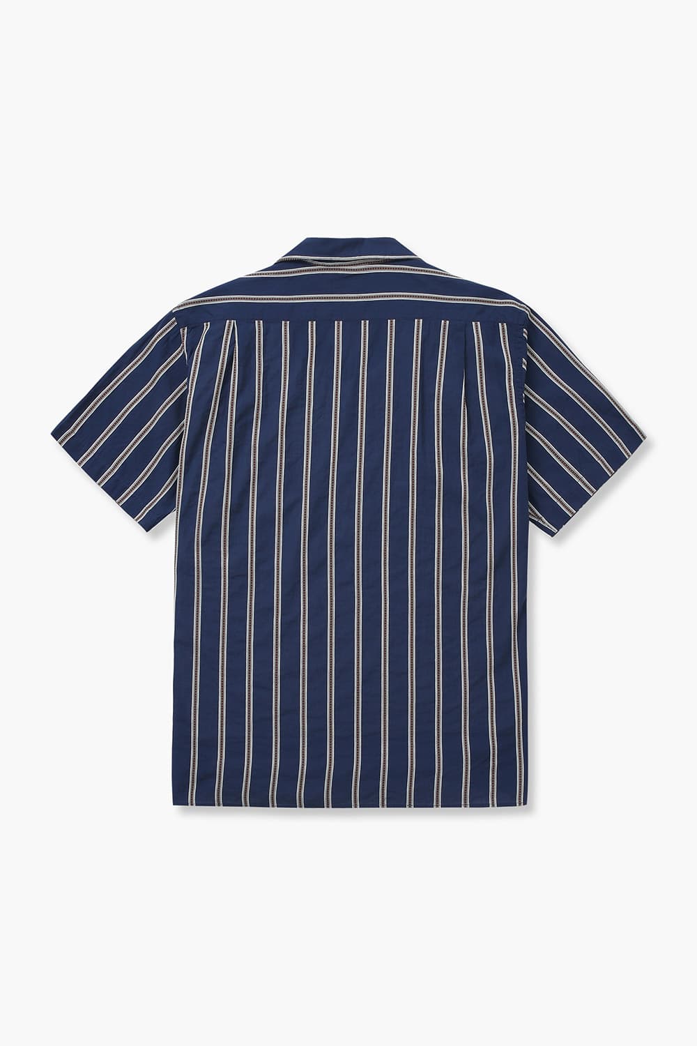 코튼 스트라이프 테일러드 카라 013 네이비 반소매 셔츠