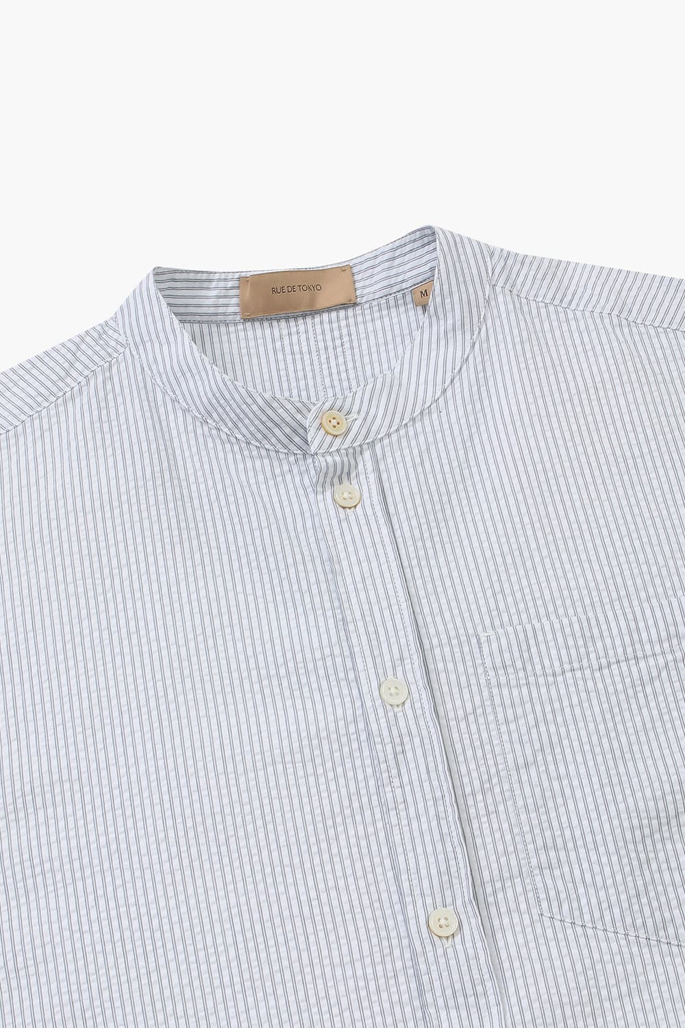 SANTIAGO 코튼 스트라이프 차이나 카라 003 화이트 셔츠