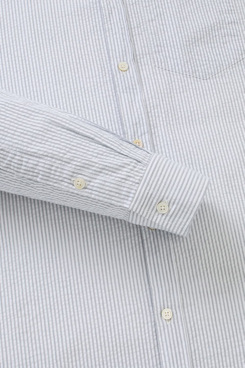 SANTIAGO 코튼 스트라이프 차이나 카라 003 화이트 셔츠