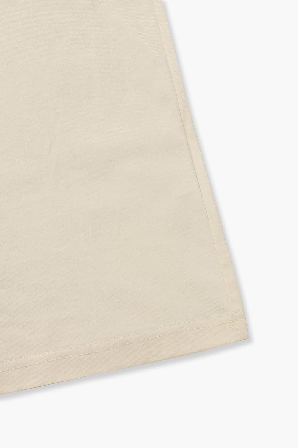 THOMAS 코튼 엠브로이더리 패치 004 아이보리 반소매 티셔츠