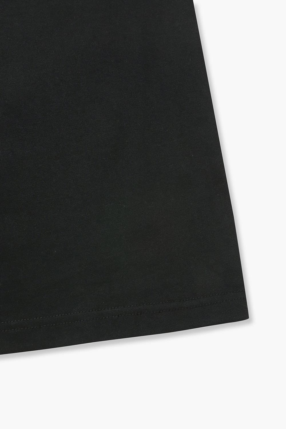 THOMAS 코튼 엠브로이더리 패치 004 블랙 반소매 티셔츠