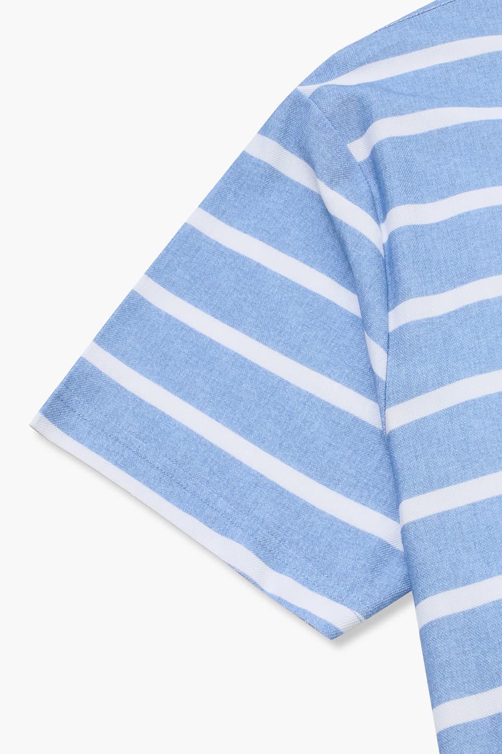 코튼 스트라이프 크루넥 513 블루 반소매 티셔츠