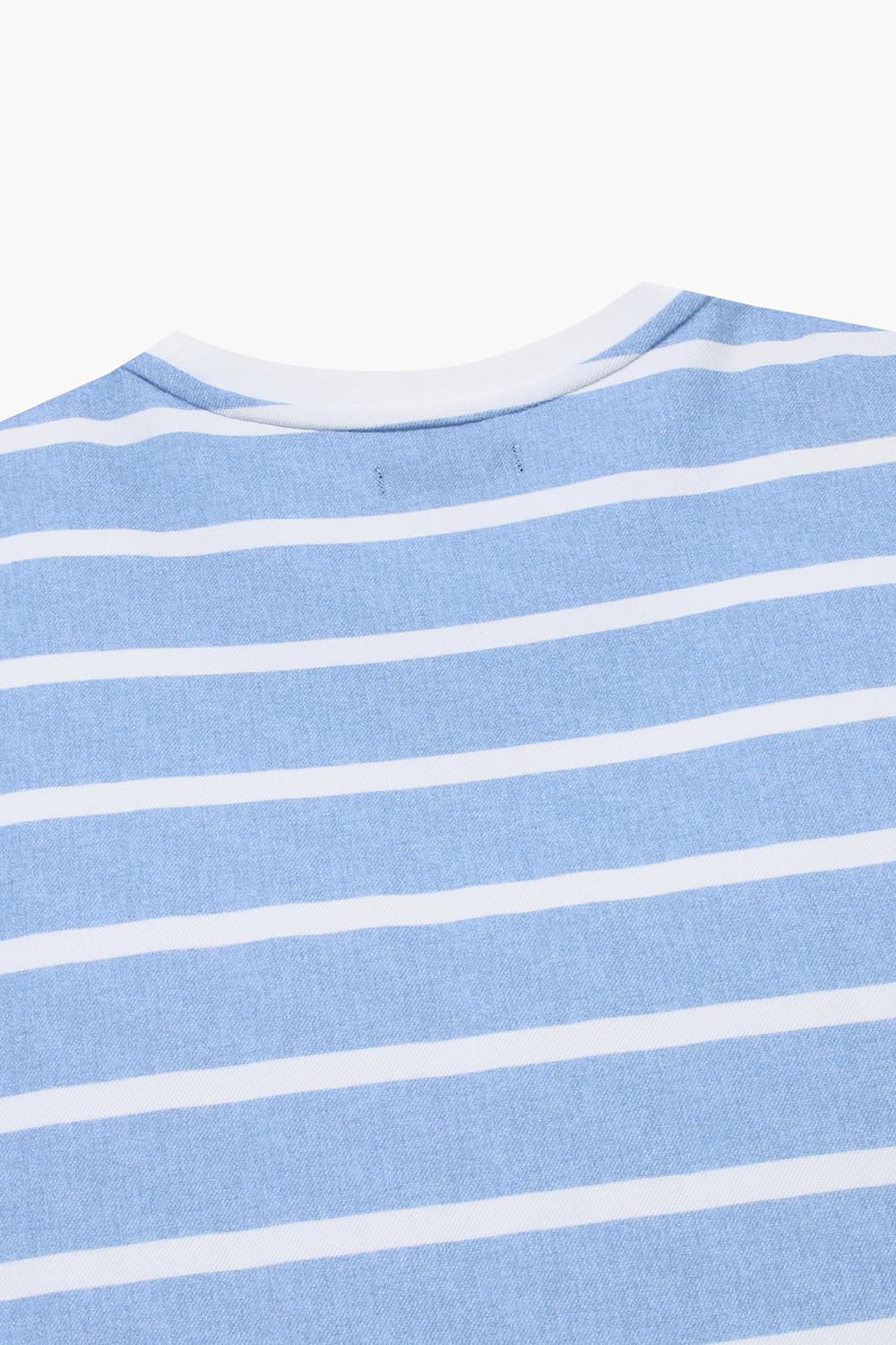 코튼 스트라이프 크루넥 513 블루 반소매 티셔츠