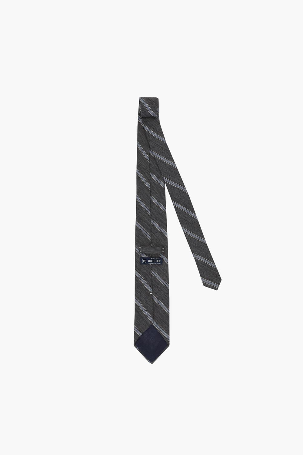 울 실크 혼방 스트라이프 108 차콜그레이 넥타이