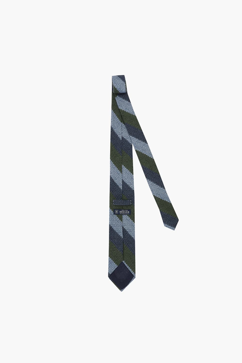 울 실크 혼방 컬러블럭 스트라이프 107 그린 넥타이