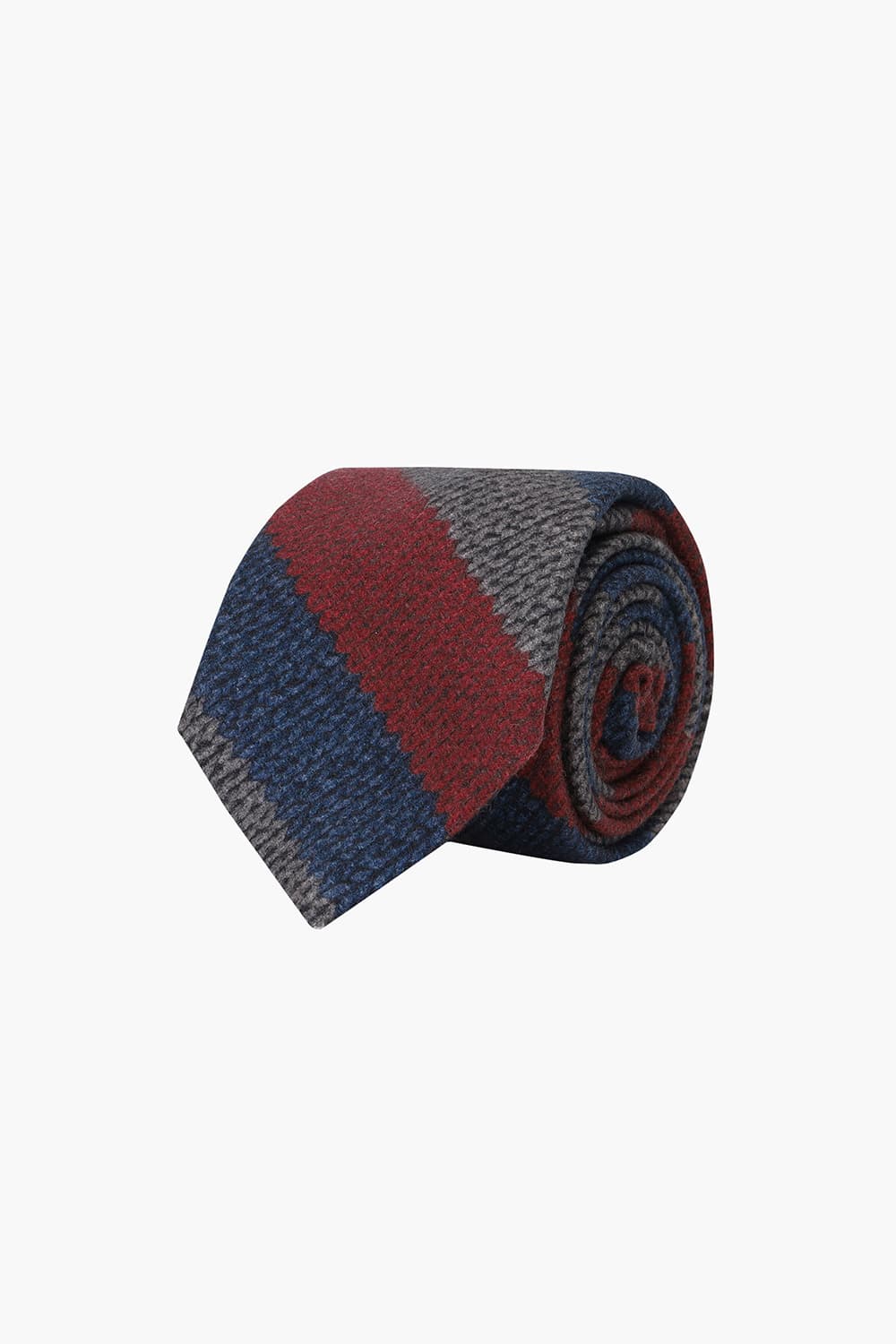 울 실크 혼방 컬러블럭 스트라이프 107 레드 넥타이