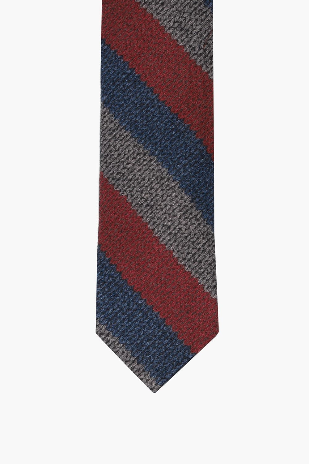 울 실크 혼방 컬러블럭 스트라이프 107 레드 넥타이