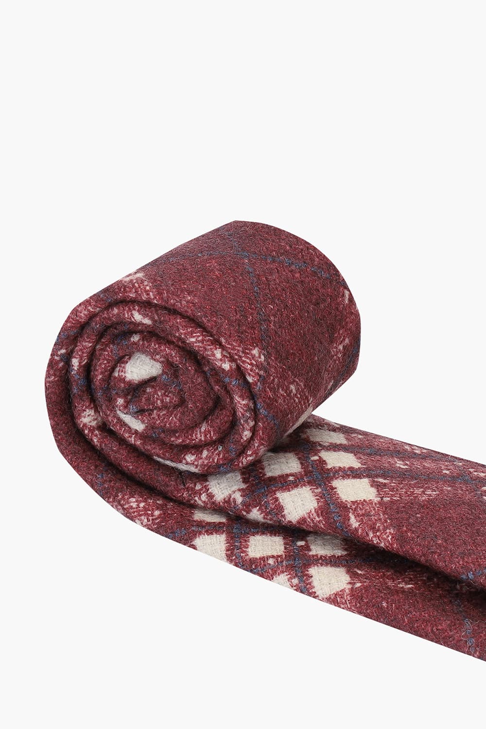 울 실크 혼방 타탄 체크 106 레드 넥타이