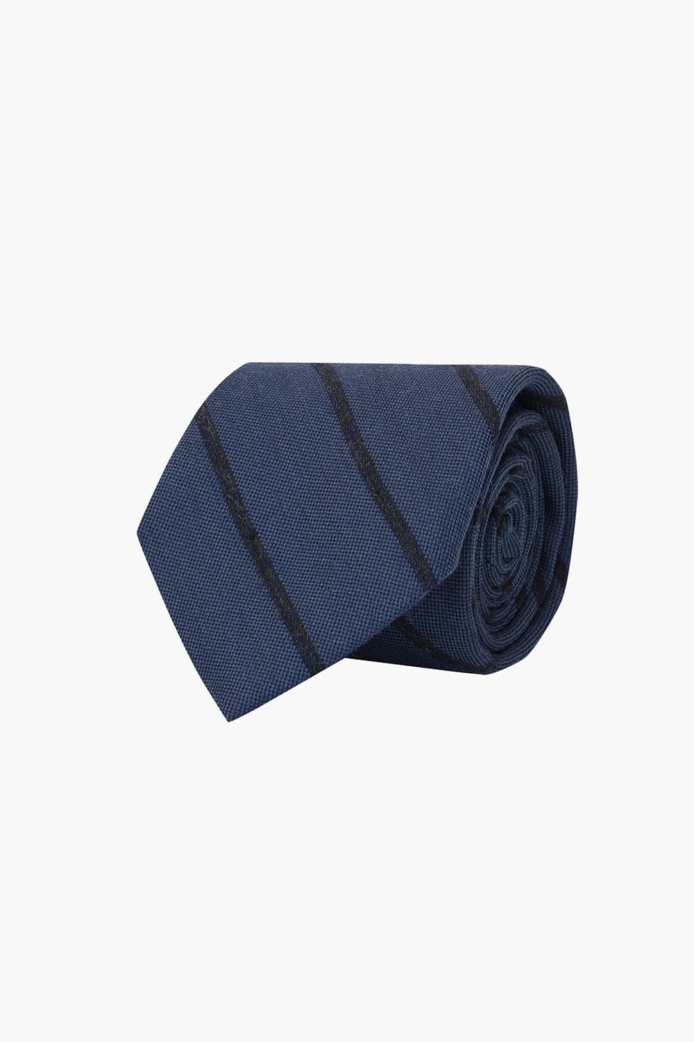 울 실크 혼방 스트라이프 104 네이비 넥타이