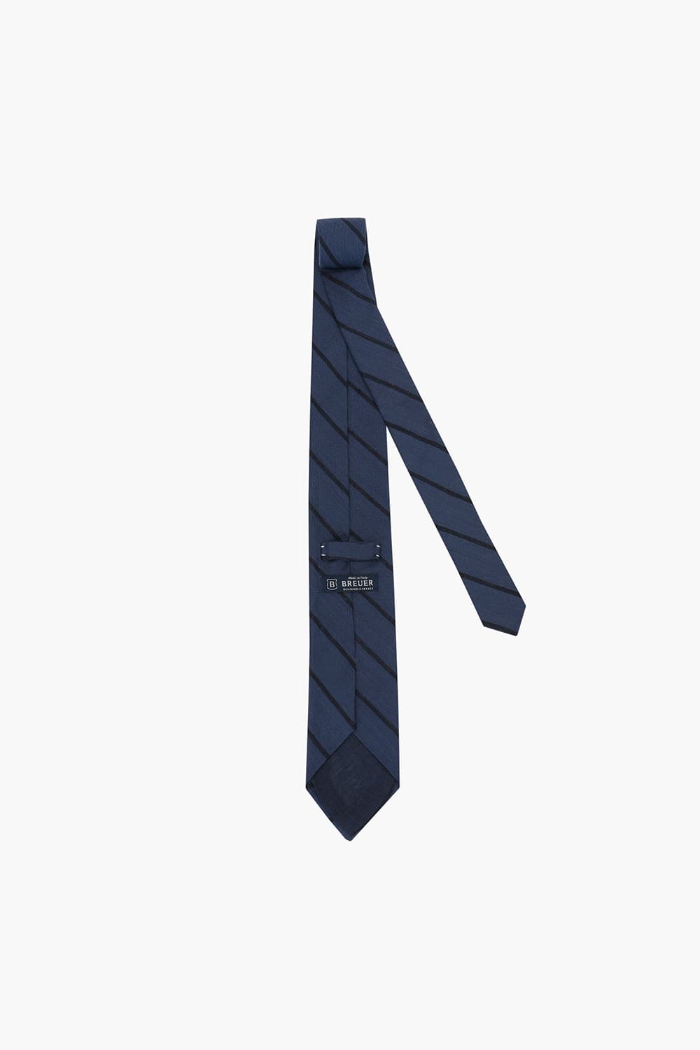 울 실크 혼방 스트라이프 104 네이비 넥타이