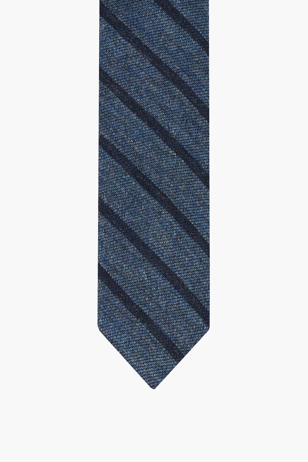 울 실크 혼방 스트라이프 121 네이비 넥타이