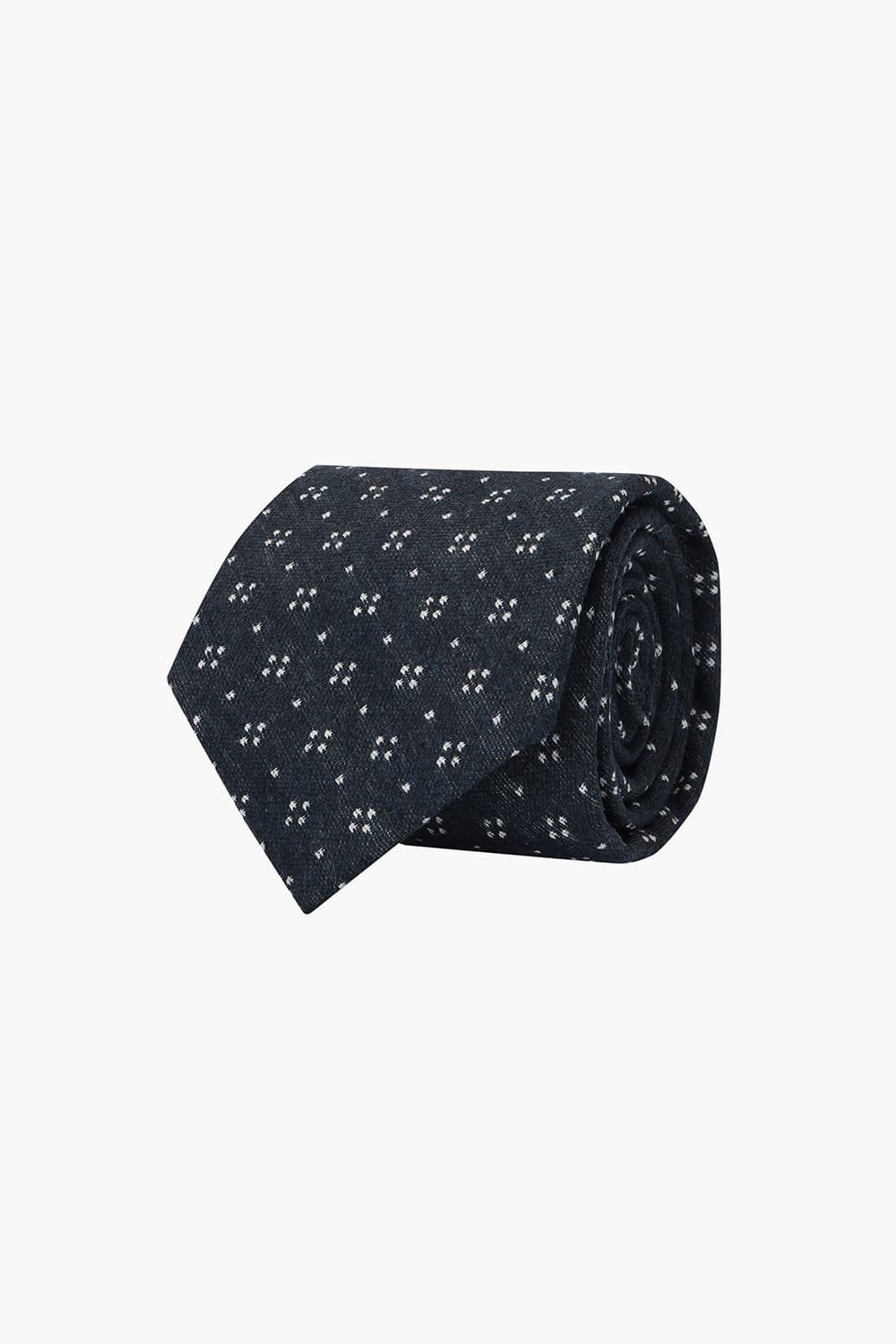 울 실크 혼방 플라워 자수 119 다크네이비 넥타이