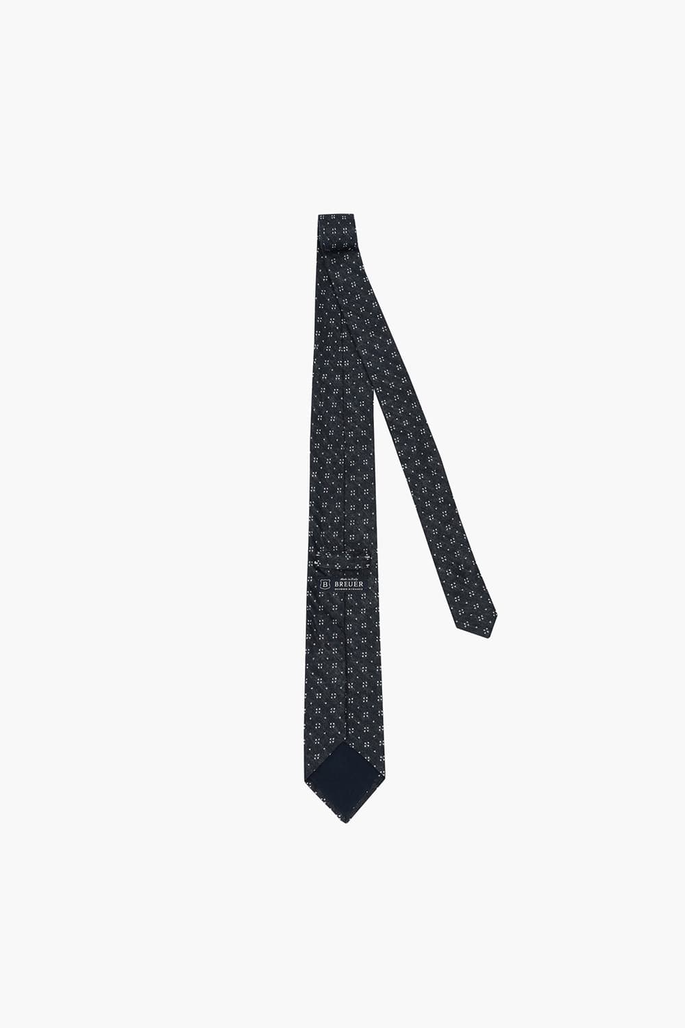 울 실크 혼방 플라워 자수 119 다크네이비 넥타이