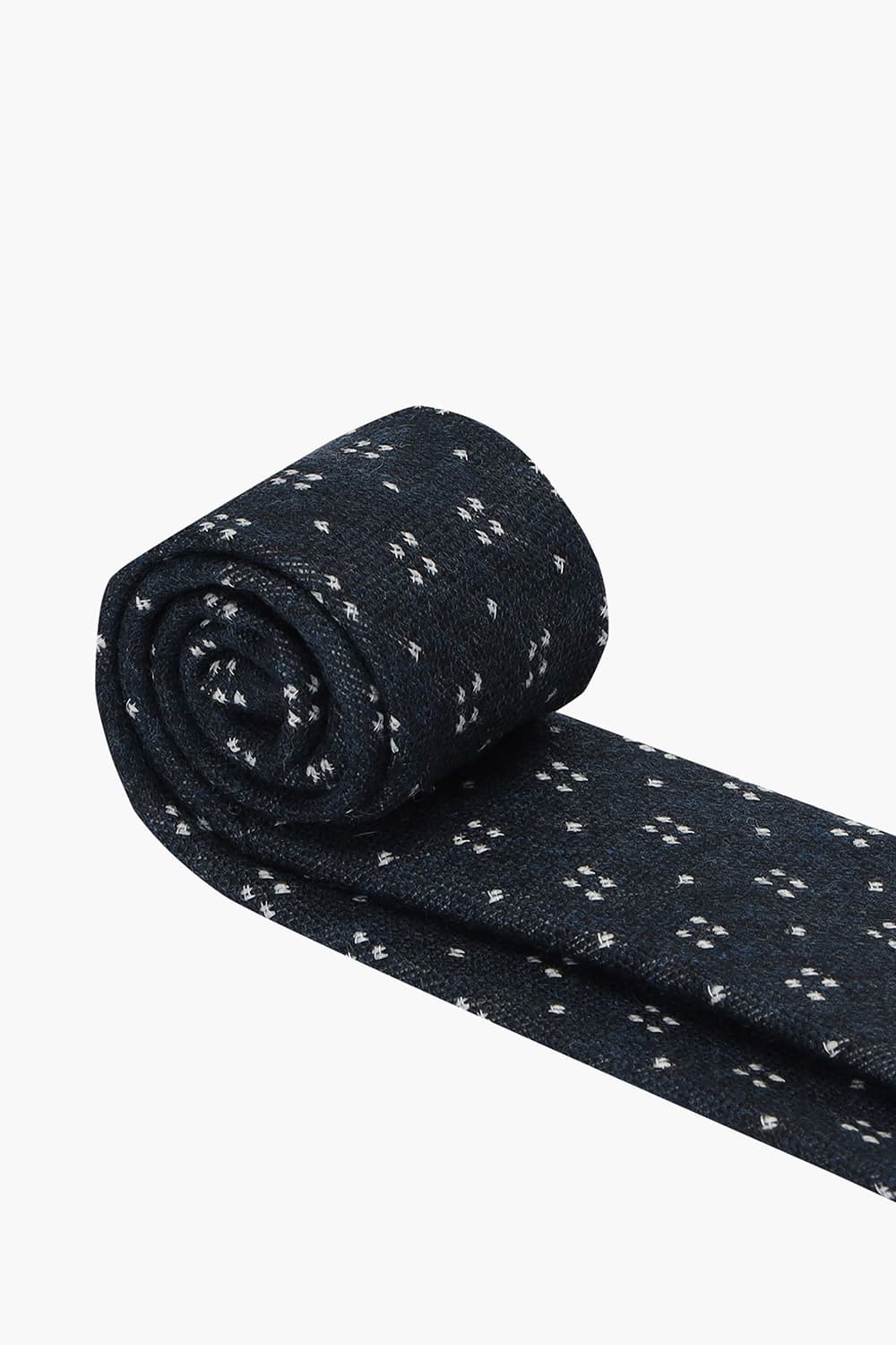 울 실크 혼방 플라워 자수 119 다크네이비 넥타이