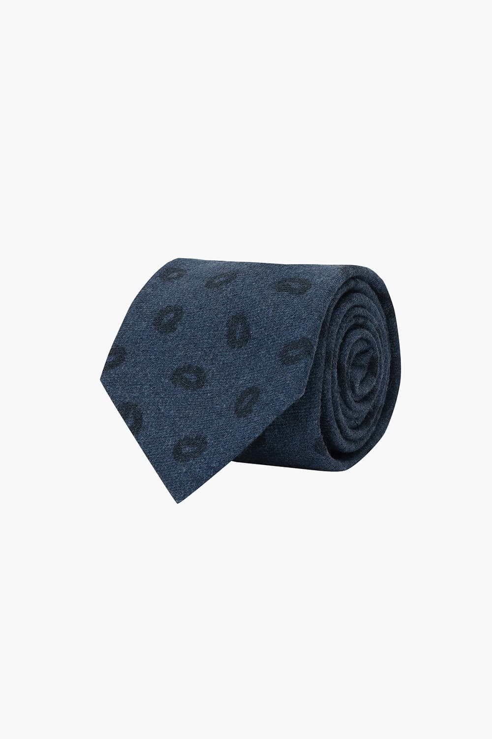 울 일러스트 패턴 113 다크네이비 넥타이