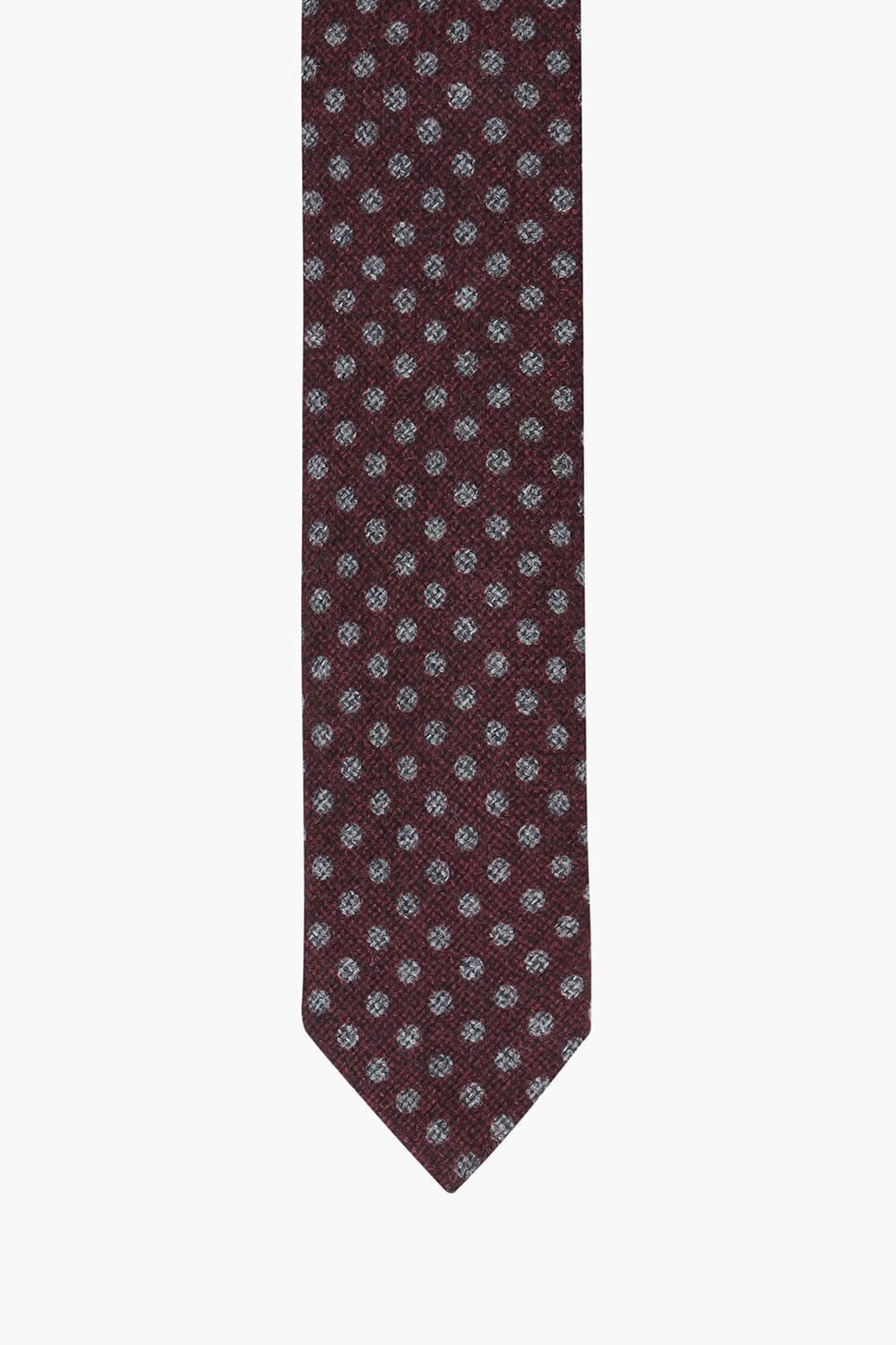 울 실크 혼방 도트 패턴 105 버건디 넥타이