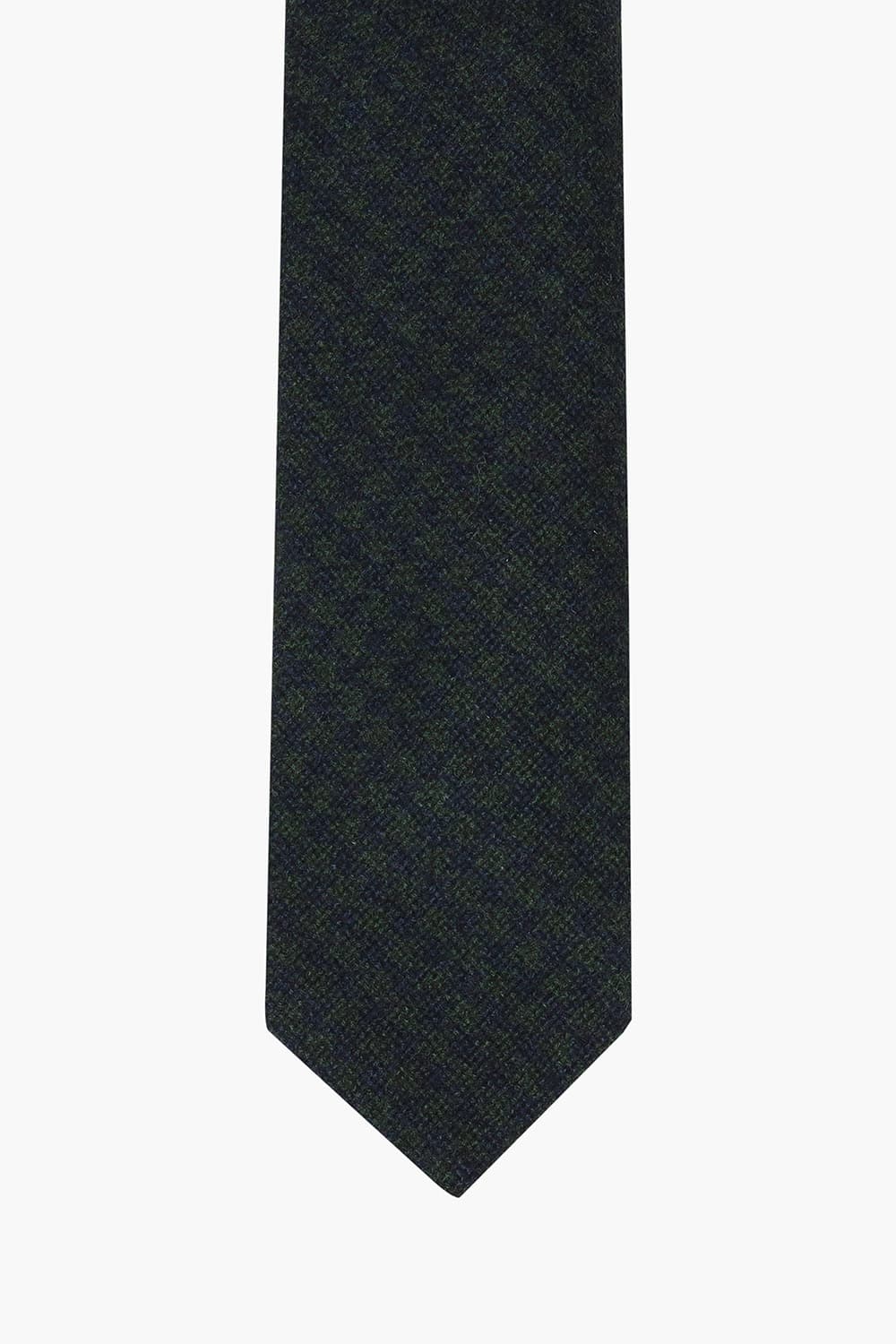 울 실크 혼방 자수 패턴 104 다크그린 넥타이
