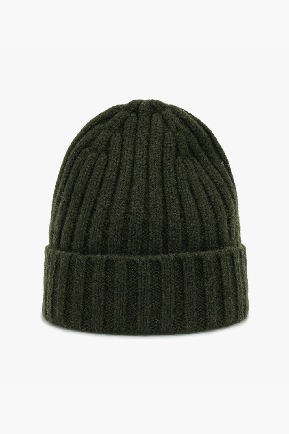 울 캐시미어 골지 103 카키 비니