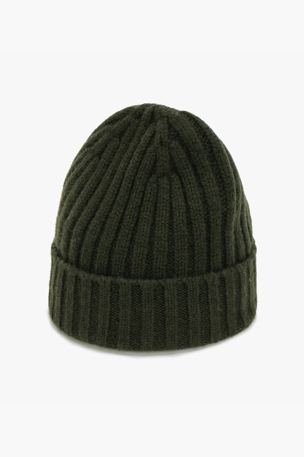 울 캐시미어 골지 103 카키 비니