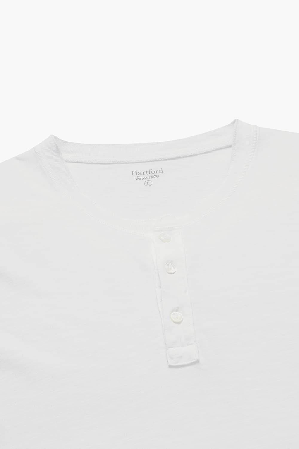 코튼 헨리넥 101 화이트 긴소매 티셔츠