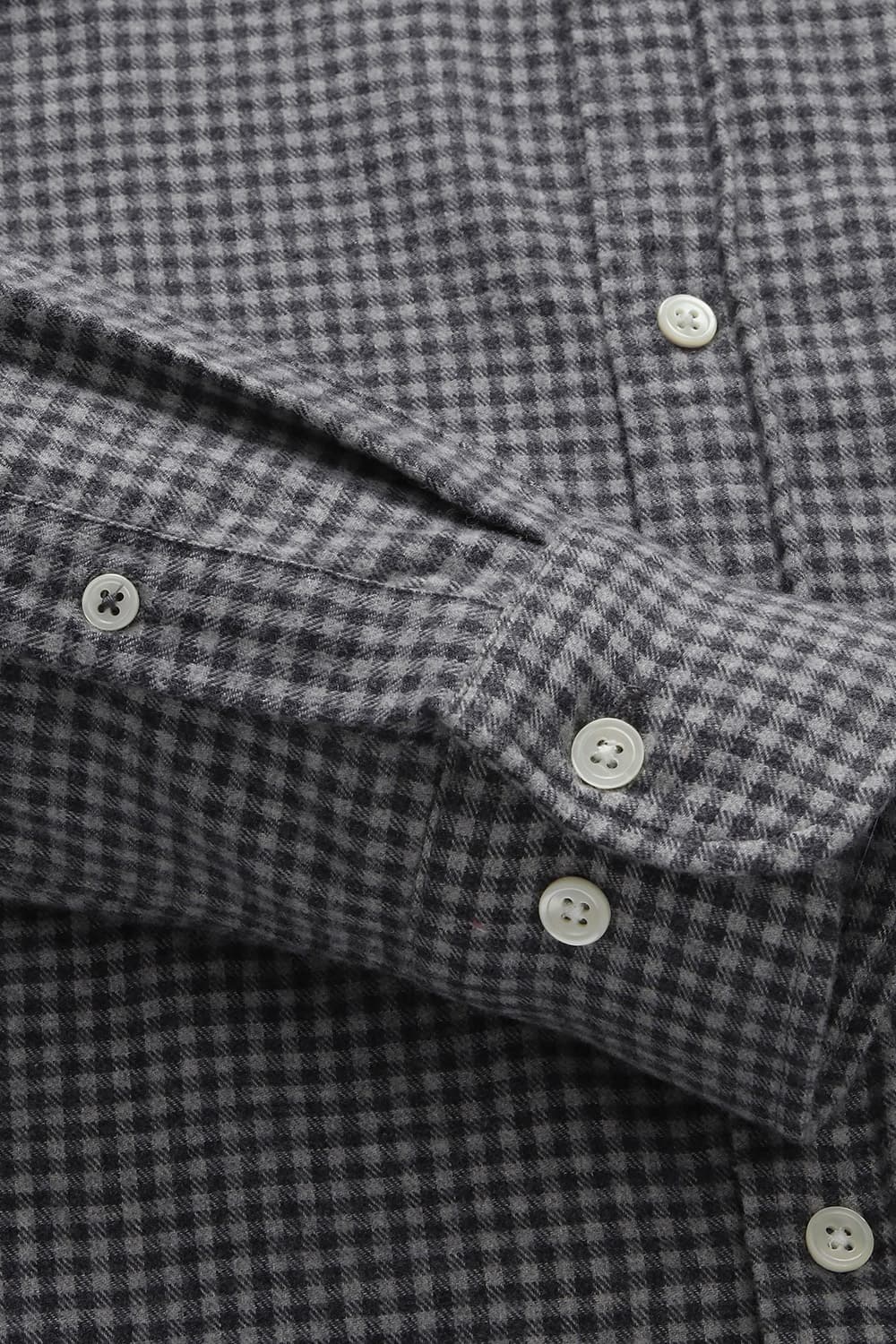 STORM 코튼 깅엄 체크 버튼 다운 카라 112 차콜그레이 셔츠