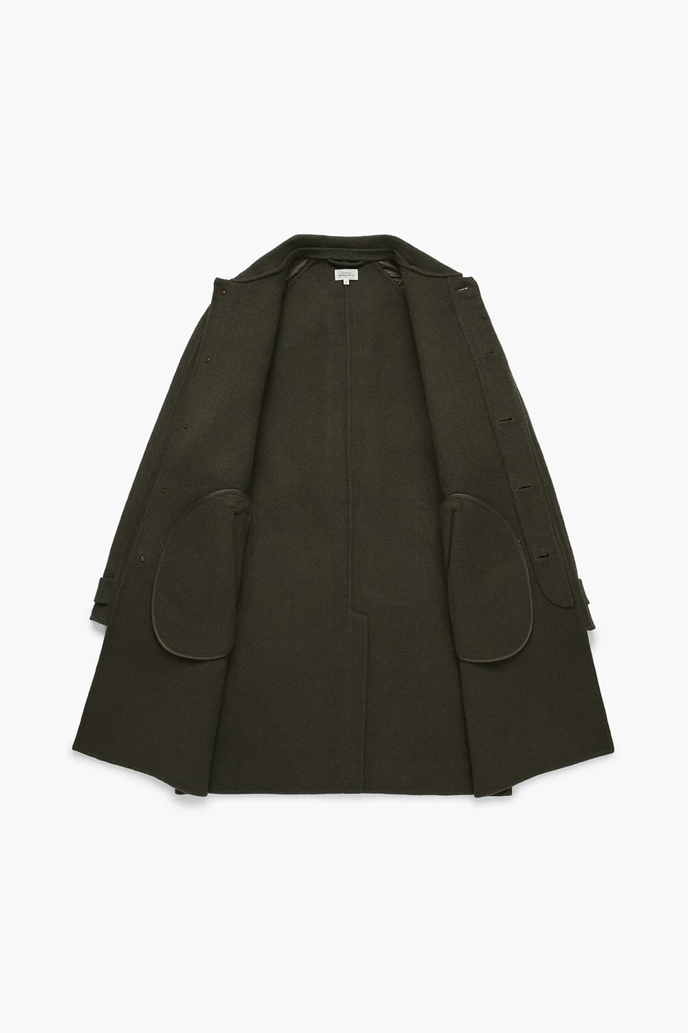 GRAIG 울 혼방 레글런 발마칸 101 다크카키 롱 코트