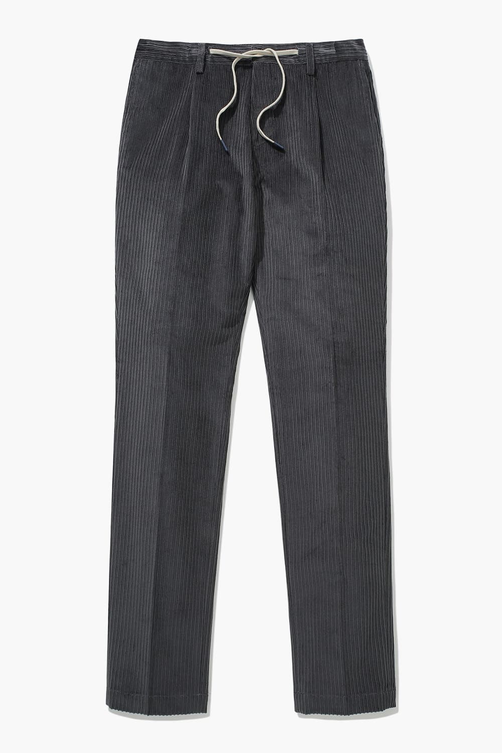 CASMIK 코튼 드로우스트링 코듀로이 세미와이드 807 차콜그레이 팬츠