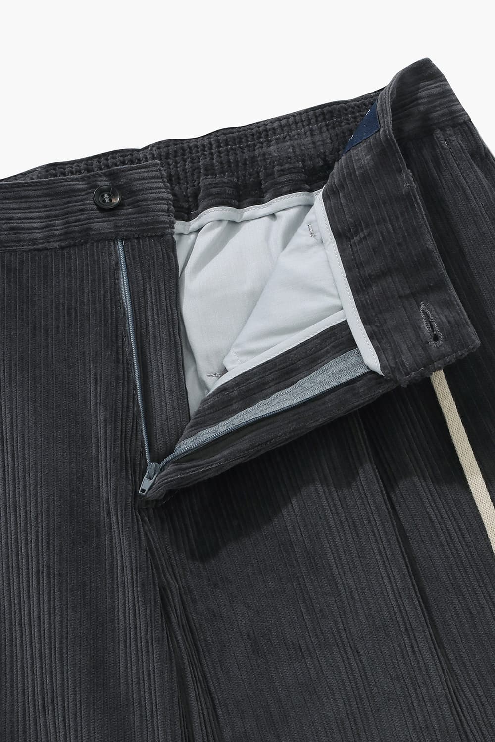 CASMIK 코튼 드로우스트링 코듀로이 세미와이드 807 차콜그레이 팬츠