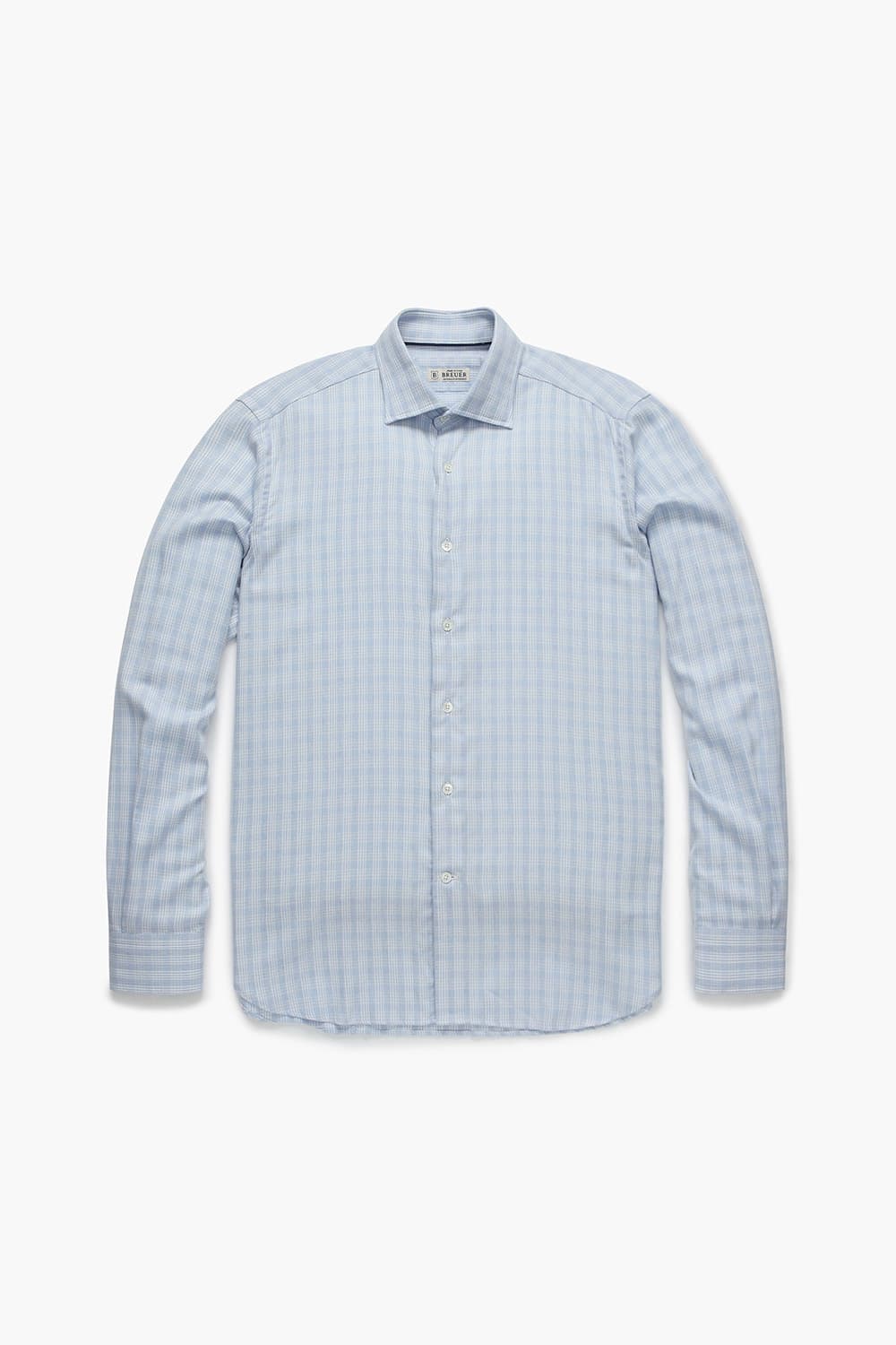 코튼 깅엄 체크 플란넬 307 블루 셔츠