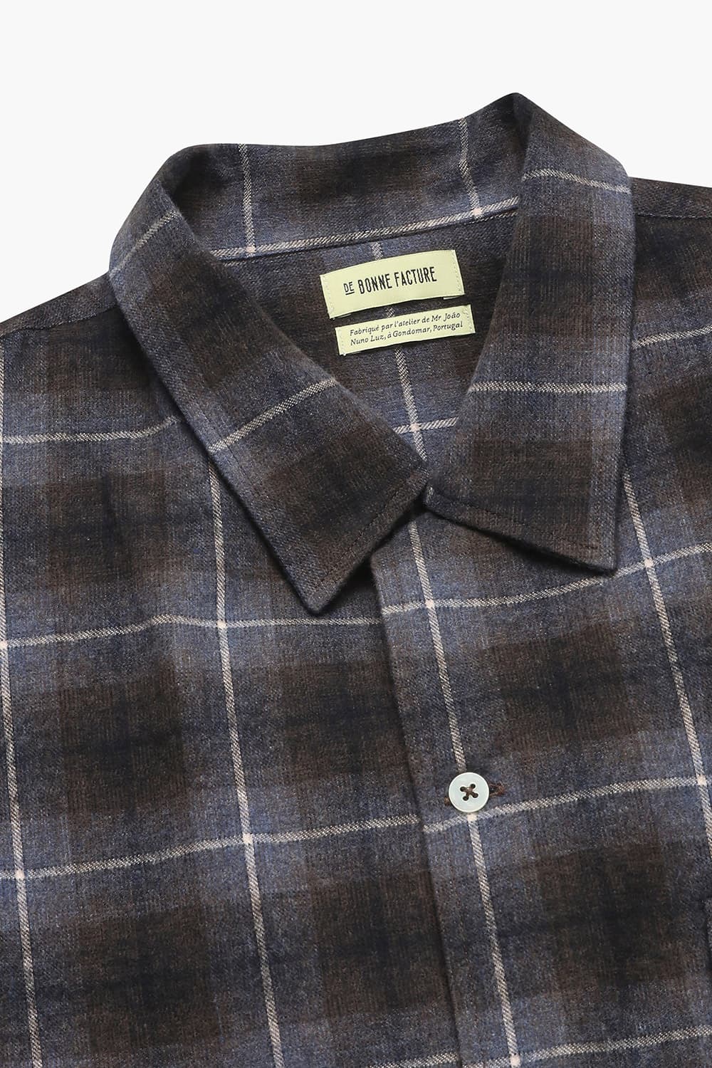 코튼 옴브레 체크 캠프 카라 104 퍼플 셔츠