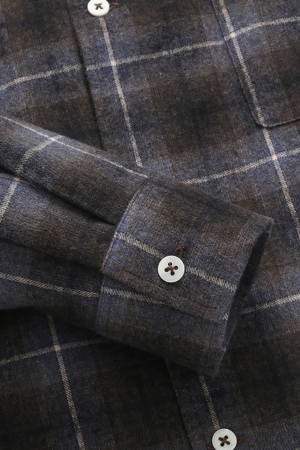 코튼 옴브레 체크 캠프 카라 104 퍼플 셔츠