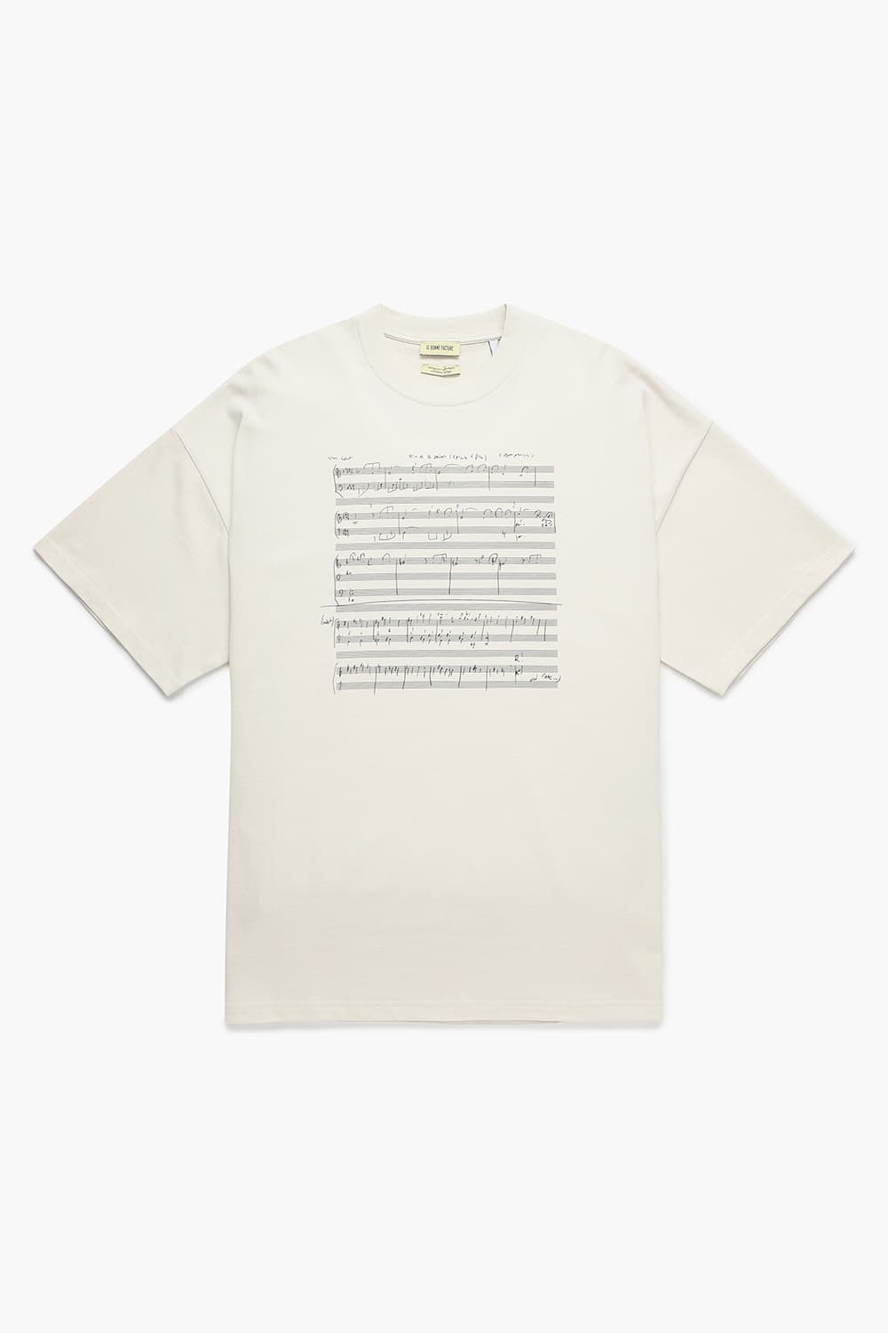 코튼 프린트 오버사이즈 101 아이보리 반소매 티셔츠