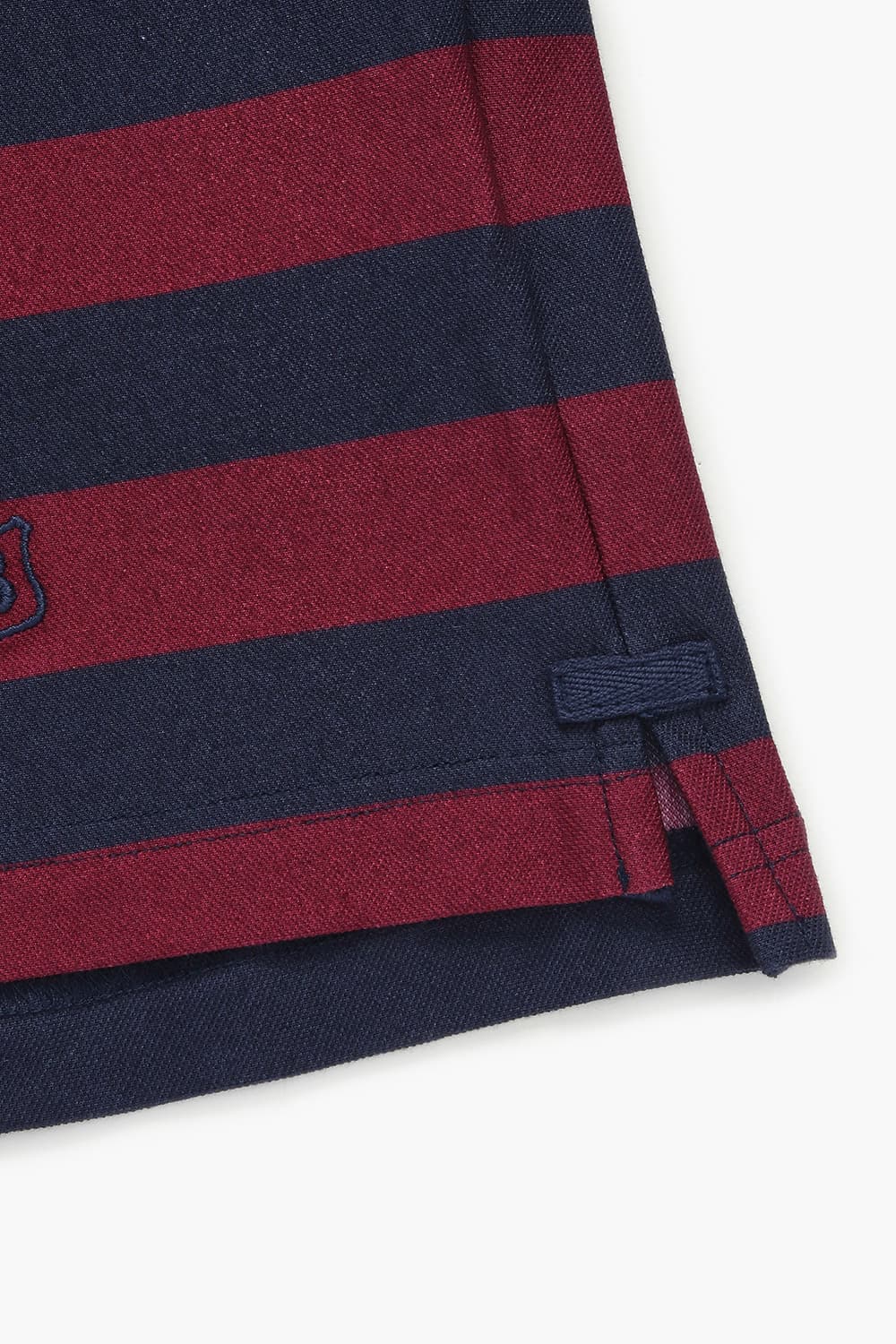 코튼 스트라이프 폴로 103 레드 긴소매 티셔츠