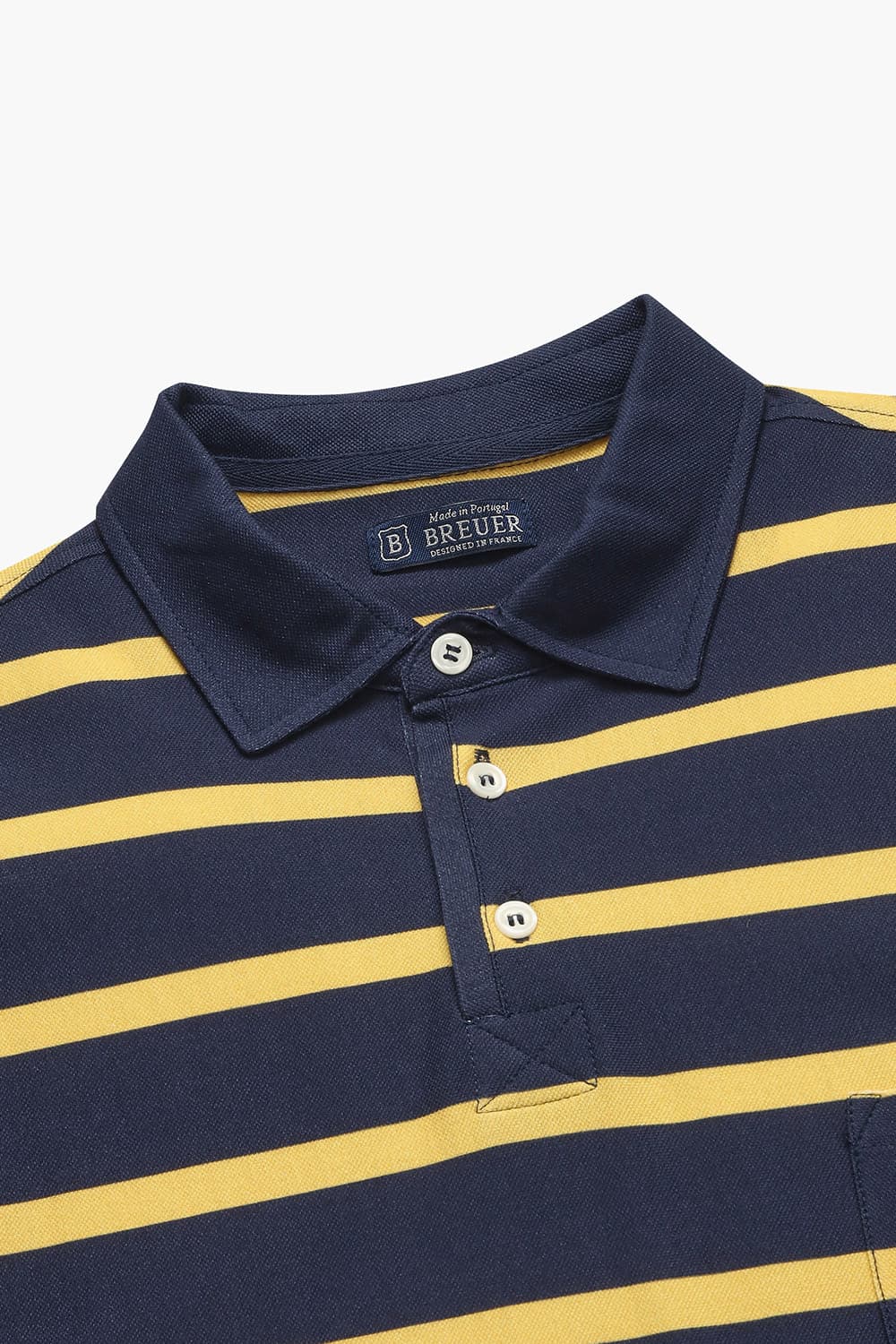 코튼 스트라이프 폴로 102 옐로우 긴소매 티셔츠