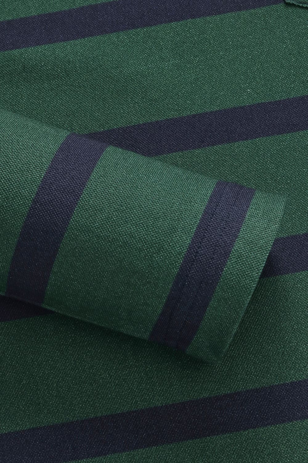 코튼 스트라이프 폴로 101 그린 긴소매 티셔츠