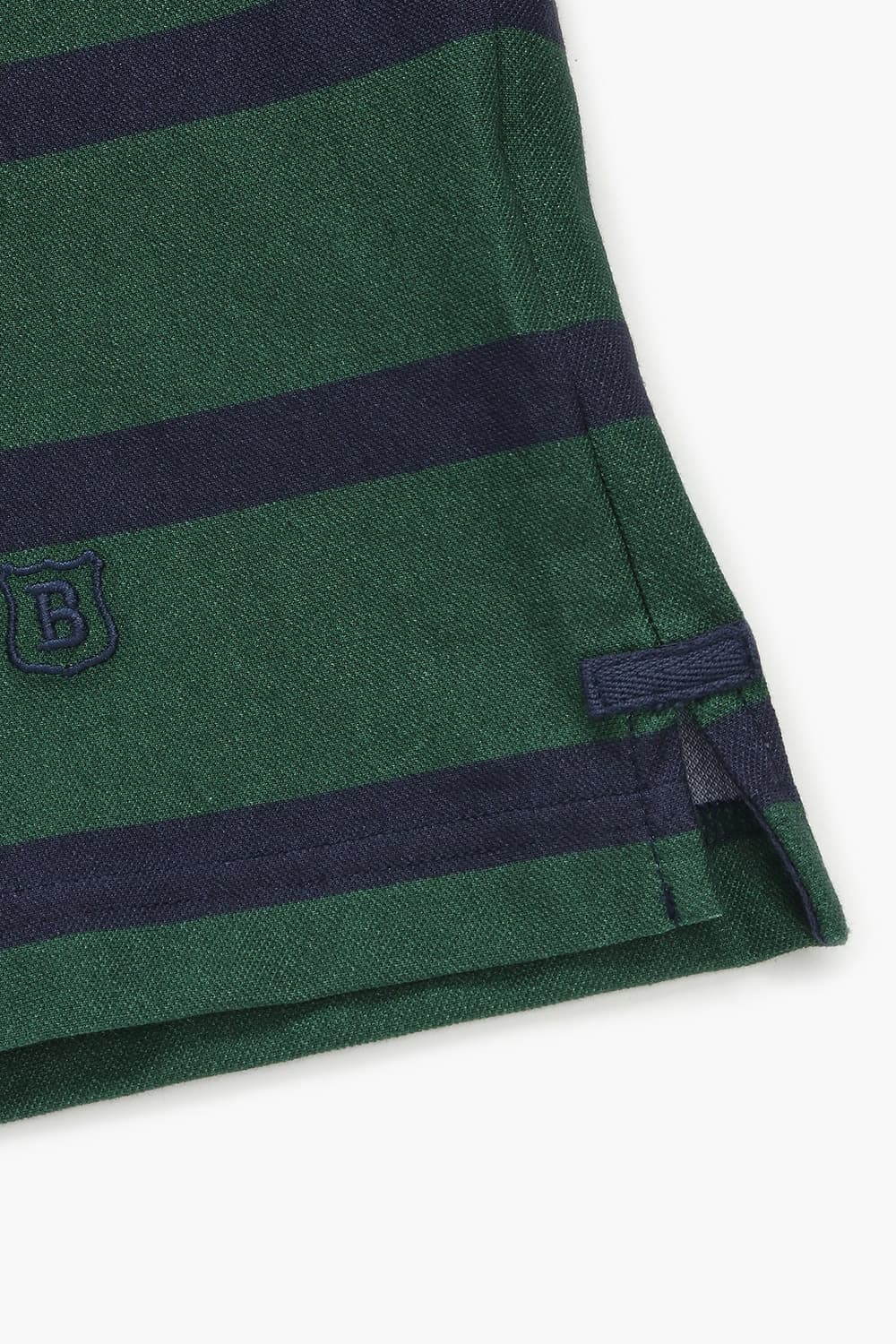 코튼 스트라이프 폴로 101 그린 긴소매 티셔츠