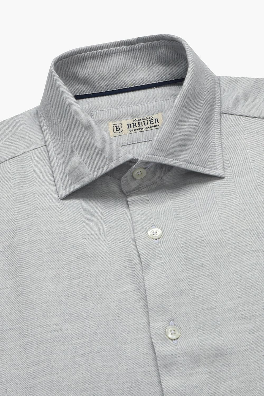 면 혼방 헤링본 플란넬 306 라이트그레이 셔츠