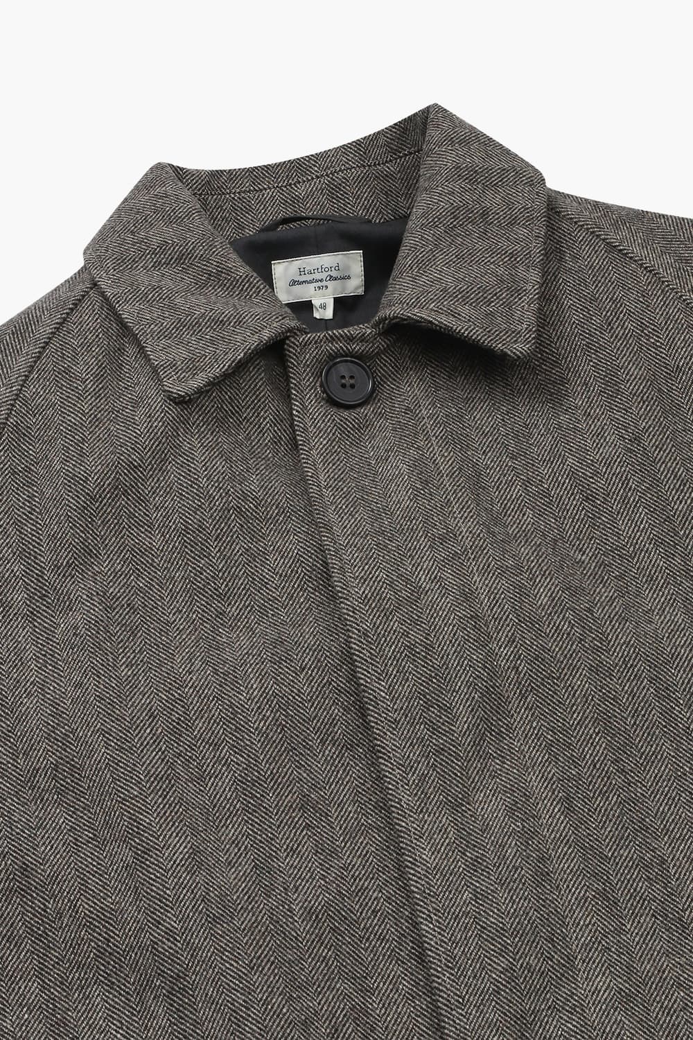 CALVIN 울 혼방 레글런 발마칸 102 다크브라운 롱 코트