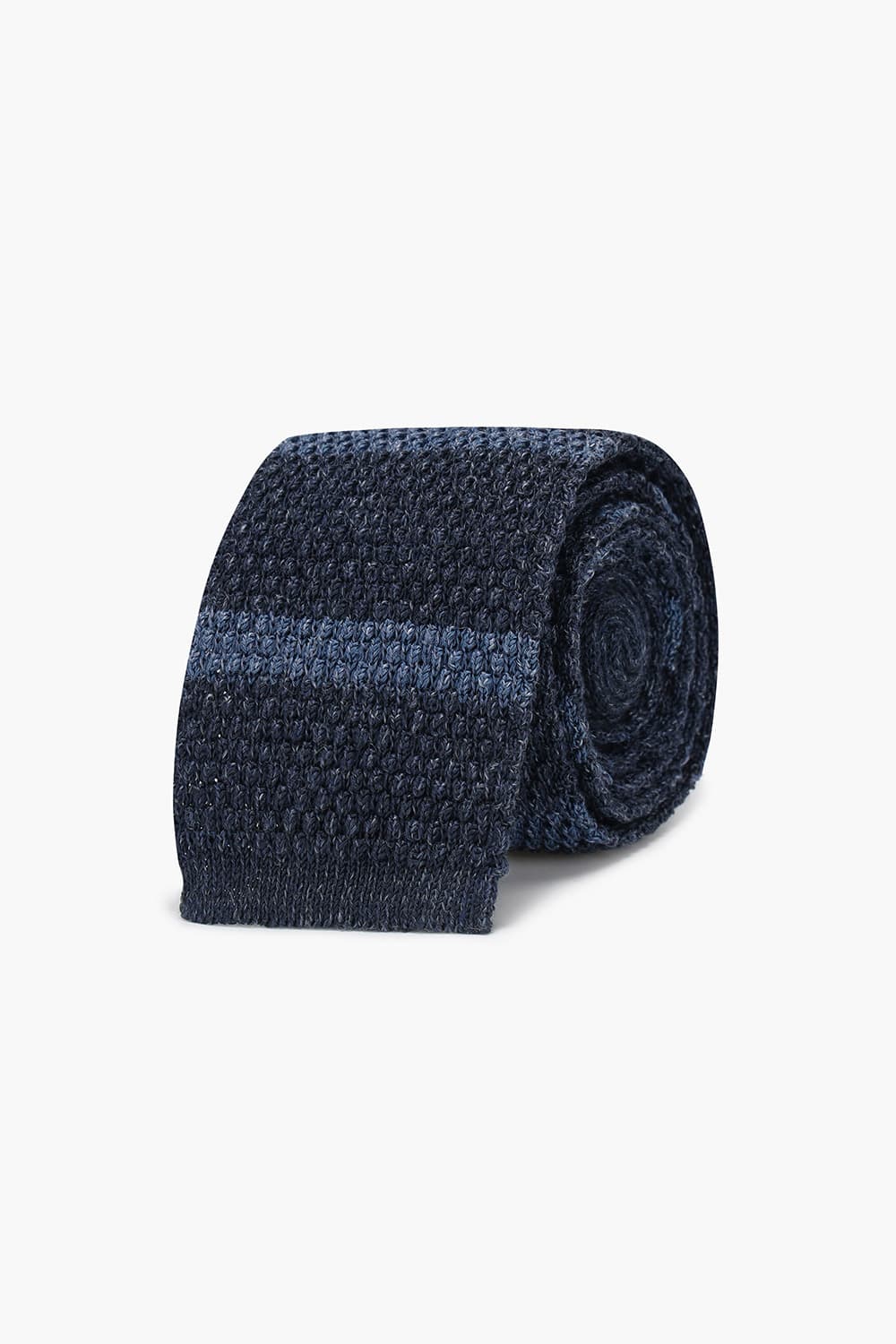 린넨 혼방 스트라이프 411 다크네이비 넥타이