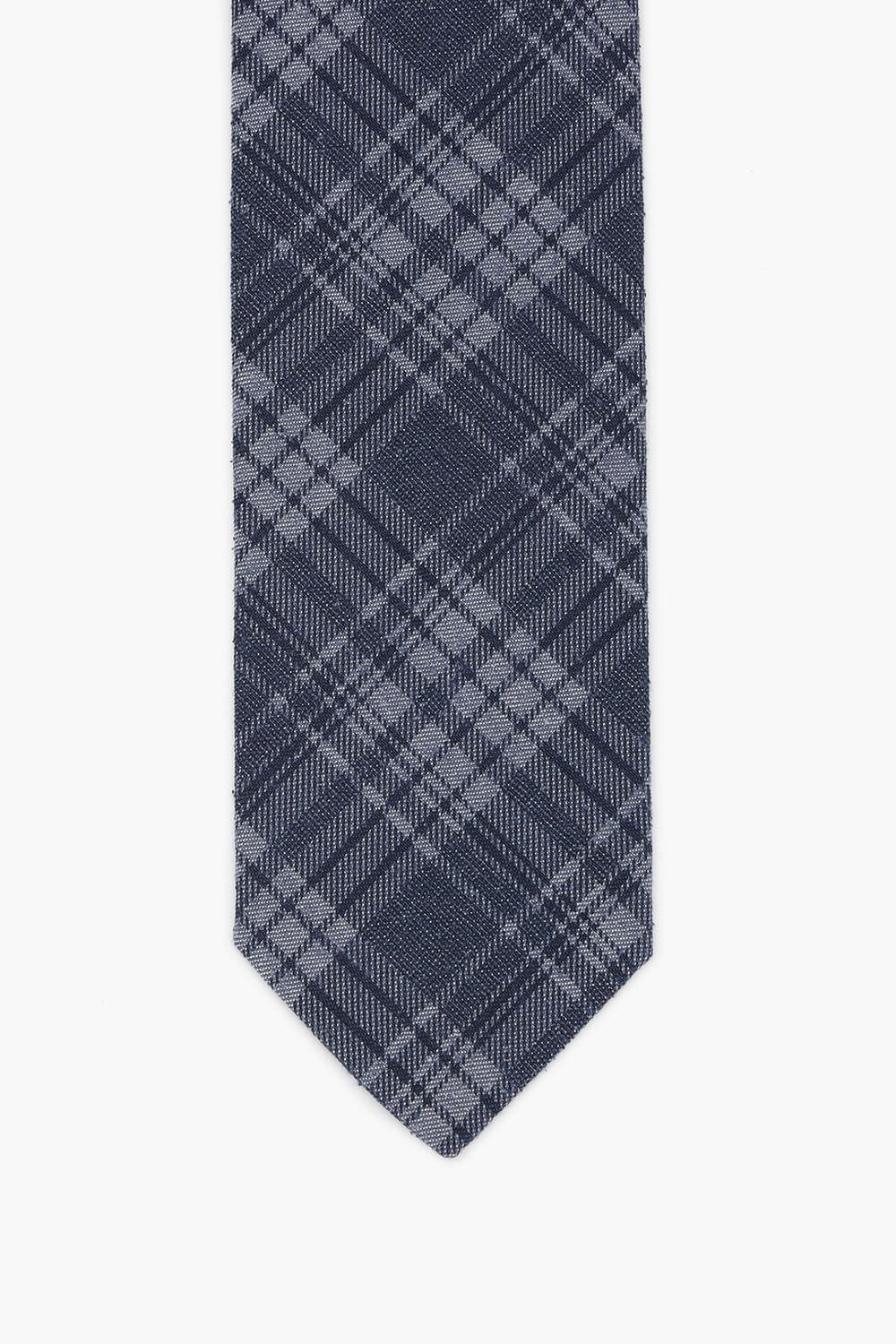 실크 혼방 타탄 체크 405 다크네이비 넥타이