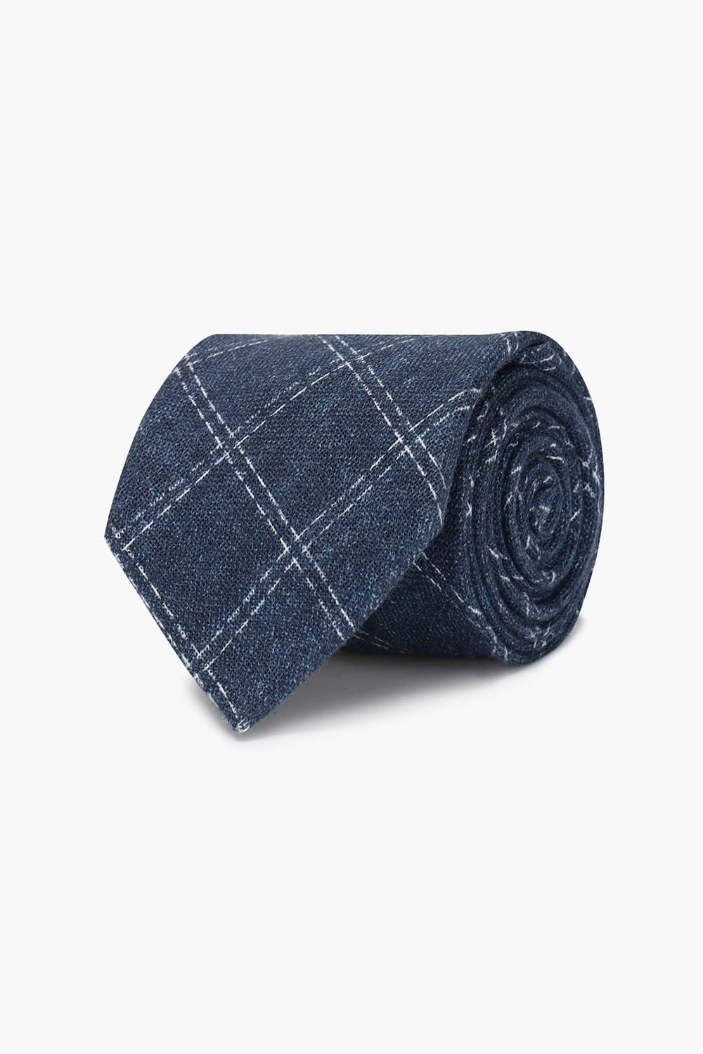 린넨 윈도 체크 302 다크네이비 넥타이