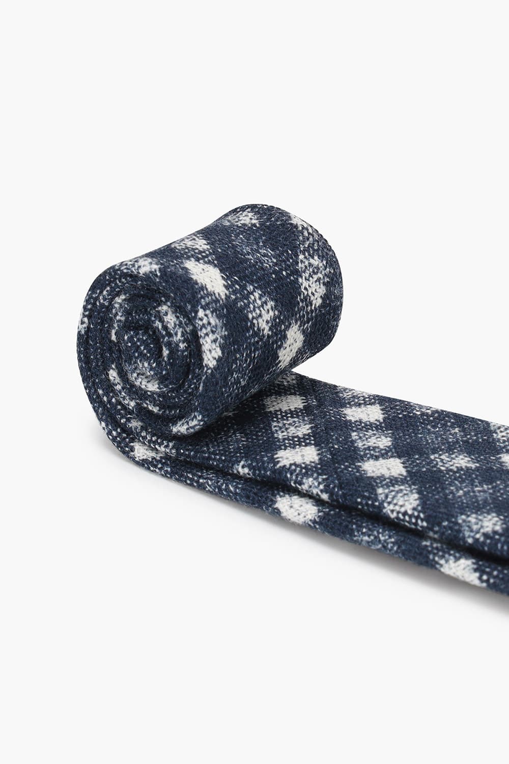 린넨 깅엄 체크 204 다크네이비 넥타이